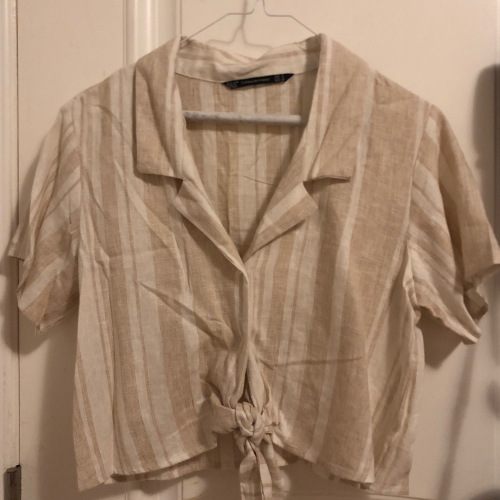 Crop Tied Button Up